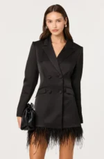 Breonna Feather Trim Blazer Dress - Image 3