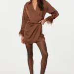 Catrina Satin Feather Trim Top Set