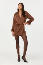 Catrina Satin Feather Trim Top Set