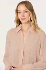 Cristal Semi-Sheer Rhinestone Shirt