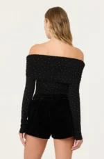 Kylin Off Shoulder Rhinestone Sweater - Image 2