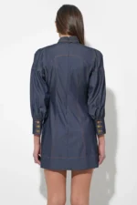 LILITH DENIM HIGH NECK MINI DRESS - Image 2