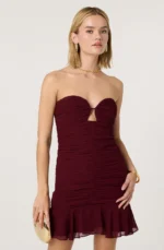 Salena Strapless Ruched Mini Dress - Image 3