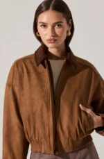 Sorine Faux Suede Bomber Jacket - Image 3