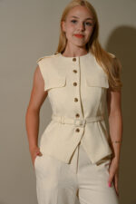 Roxie Belted Top With Epaulette