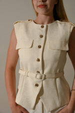 Roxie Belted Top With Epaulette - Image 3