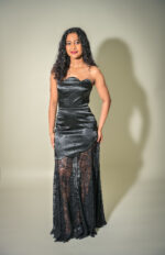 Celina lace and satin tube dress - Image 9