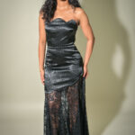 Celina lace and satin tube dress