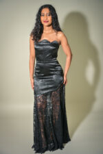 Celina lace and satin tube dress