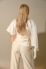 Michelle Drape Sleeve Satin Top - Image 2