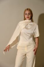 Michelle Drape Sleeve Satin Top