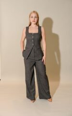 Stephanie Pin Stripe Wide Leg Pant Suit - Image 2