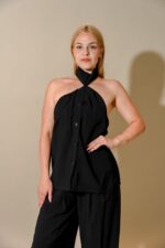 Poppy Twist Style Halter Back Pant Set - Image 3