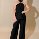 Poppy Twist Style Halter Back Pant Set