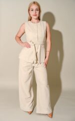Madi Wide Leg Pant Suit With Belt - Image 4
