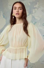 Amie Sheer Balloon Sleeve Top