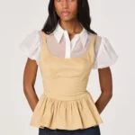 Carrington Contrast Layered Peplum Top