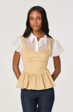 Carrington Contrast Layered Peplum Top