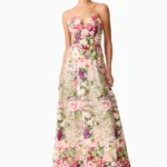 Flora Strapless Gown in Pink & Green Floral