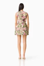 Flora Tulip Mini Dress in Pink & Green Floral - Image 2