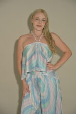 Sarah pleated crop top and pants set - Image 2