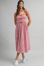 Gabriella Checkered Strap Midi Dress