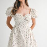 Silvia Sweetheart Neckline Puff Sleeve Mini Dress