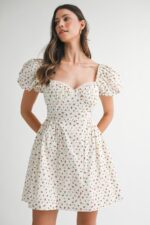 Silvia Sweetheart Neckline Puff Sleeve Mini Dress