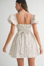 Silvia Sweetheart Neckline Puff Sleeve Mini Dress - Image 2