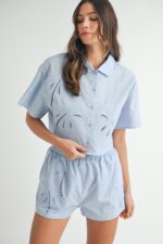 Giselle Embroidery Button Up Shirt Pant Set