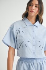 Giselle Embroidery Button Up Shirt Pant Set - Image 2