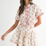 Lola Button Front Top Skirt Set