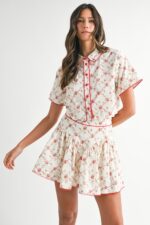 Lola Button Front Top Skirt Set