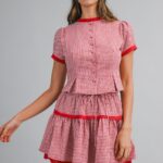 Emma Checkered and Lace Detail Skirt Set
