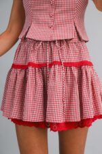 Emma Checkered and Lace Detail Skirt Set - Image 3