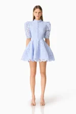 Lacy Puff Sleeve Mini Dress