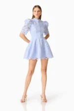 Lacy Puff Sleeve Mini Dress - Image 3