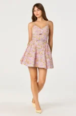 Isha Floral Sweetheart Mini Dress with Belt