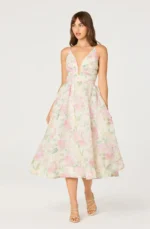 Janna Floral Plunge Midi Dress - Image 4