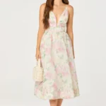 Janna Floral Plunge Midi Dress