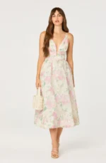 Janna Floral Plunge Midi Dress