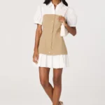 Joseline Mixed Media Faux Layered Mini Dress