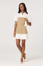 Joseline Mixed Media Faux Layered Mini Dress