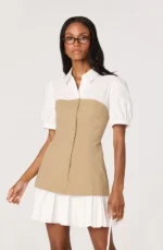 Joseline Mixed Media Faux Layered Mini Dress - Image 4