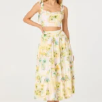 Kaleigh Paradise Print Gathered Midi Skirt Set