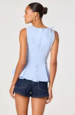 Kalish Shoulder Tie Peplum Top - Image 2