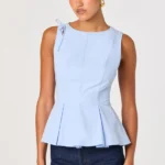 Kalish Shoulder Tie Peplum Top