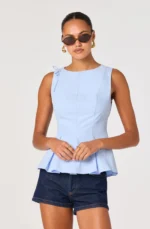 Kalish Shoulder Tie Peplum Top - Image 3