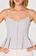 Lesly Gingham Pleated Bustier Top - Image 3
