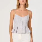 Lesly Gingham Pleated Bustier Top